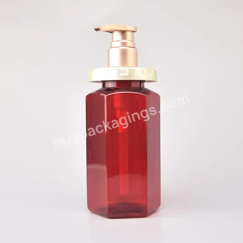 800ml Square Shower Gel Shampoo Lotion Empty Plastic 500ml Lotion Pump Bottle With Rose Gold Pump