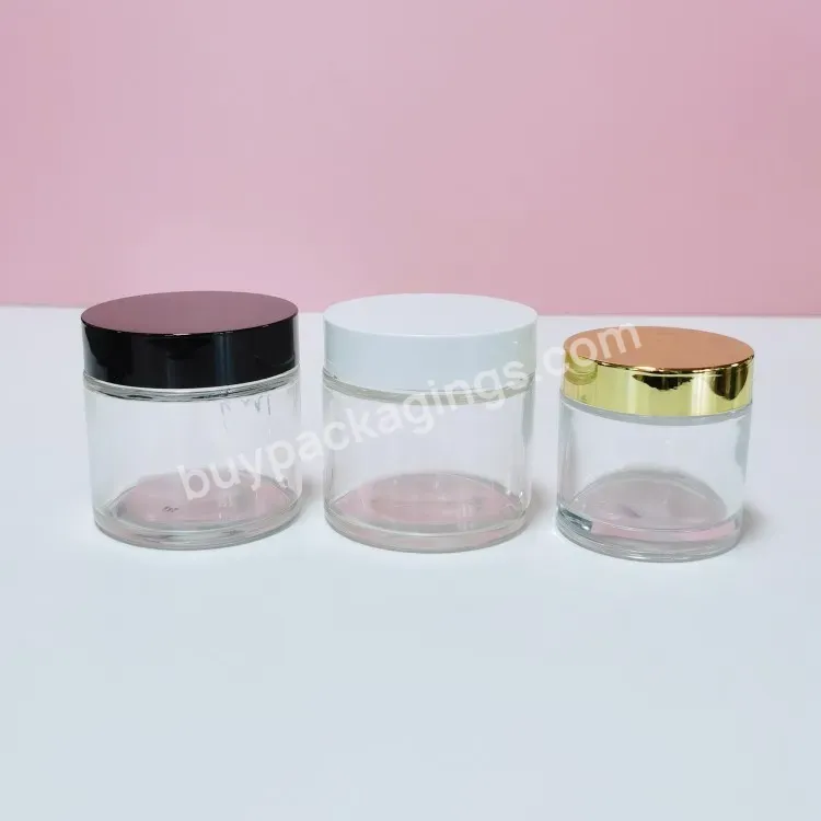 80g 120g Cream Jar Clear Round Empty Cosmetic Packaging Glass Container Jar With Lids