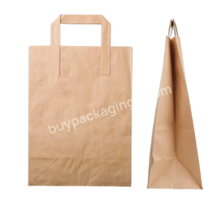 80gsm Flat Handle Bags Different Sizes Kraft Brown Paper Bags With Flat Handles For Pamper Sets Art &Craft Items