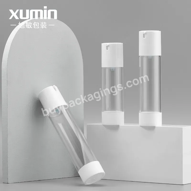 80ml 100ml 120ml Cosmetic Packaging Airless Bottle Pump Bottle White Pump Head Clear Body Custom Logo