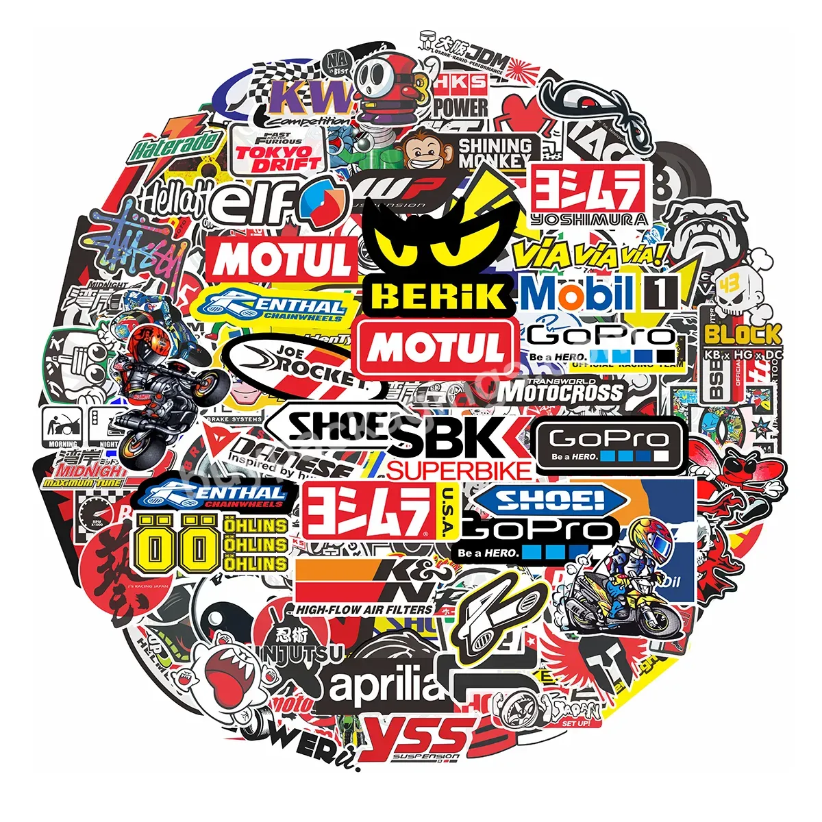 80pcs Set Random Motorcycle Sticker Racing Sponsor Car Bike Helmet Side Strip Logo Decals For Honda Yamaha Kawasaki Suzuki Ktm