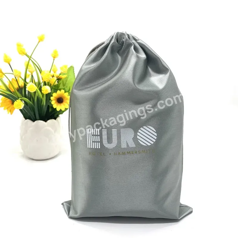 8*11 Inch Luxury Personalized Packaging Pouch Custom Logo Hotel Slipper Shoe Dust Drawstring Bag