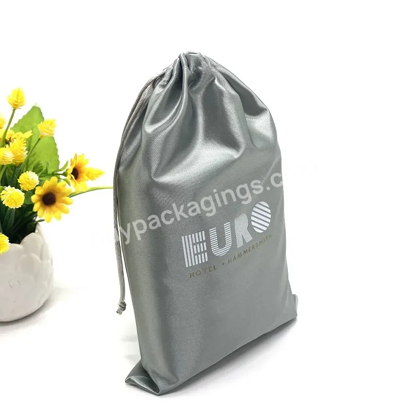 8*11 Inch Luxury Personalized Packaging Pouch Custom Logo Hotel Slipper Shoe Dust Drawstring Bag