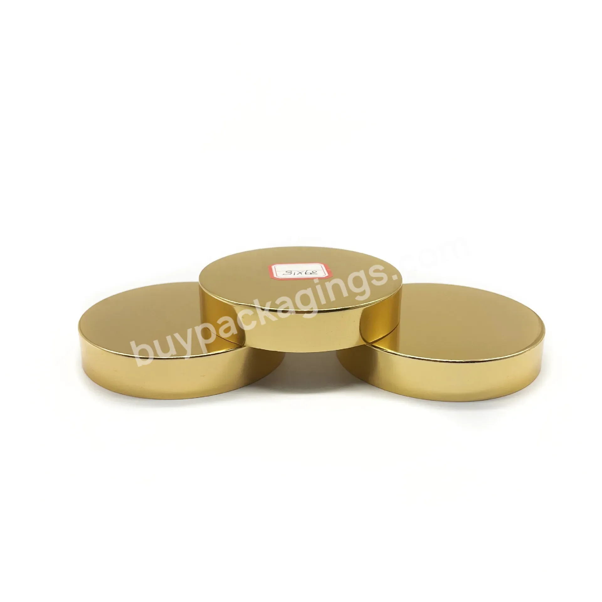 89mm 89*18 Gold Smooth Aluminum Screw Cap With Pp Inner Metal Cap Lid For Container Jar Can