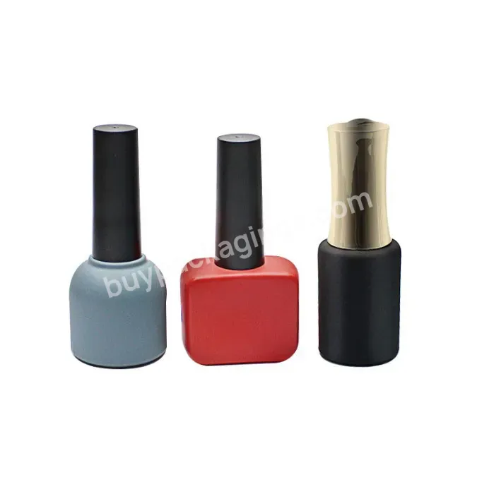 8ml 10ml 15ml Round Matte Black Nail Polish Empty Bottle Square Spray Paint Nail Polish Bottle With Wide Brush With Bow Cap