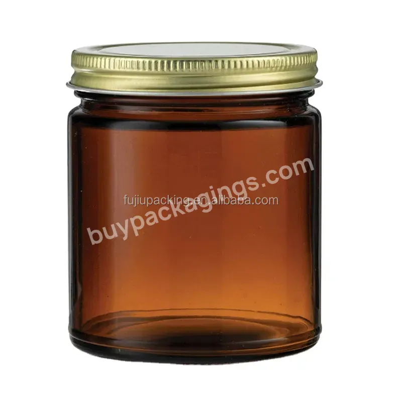8oz 270ml Empty Amber Glass Jar With Lid For Cosmetic/candle/storage
