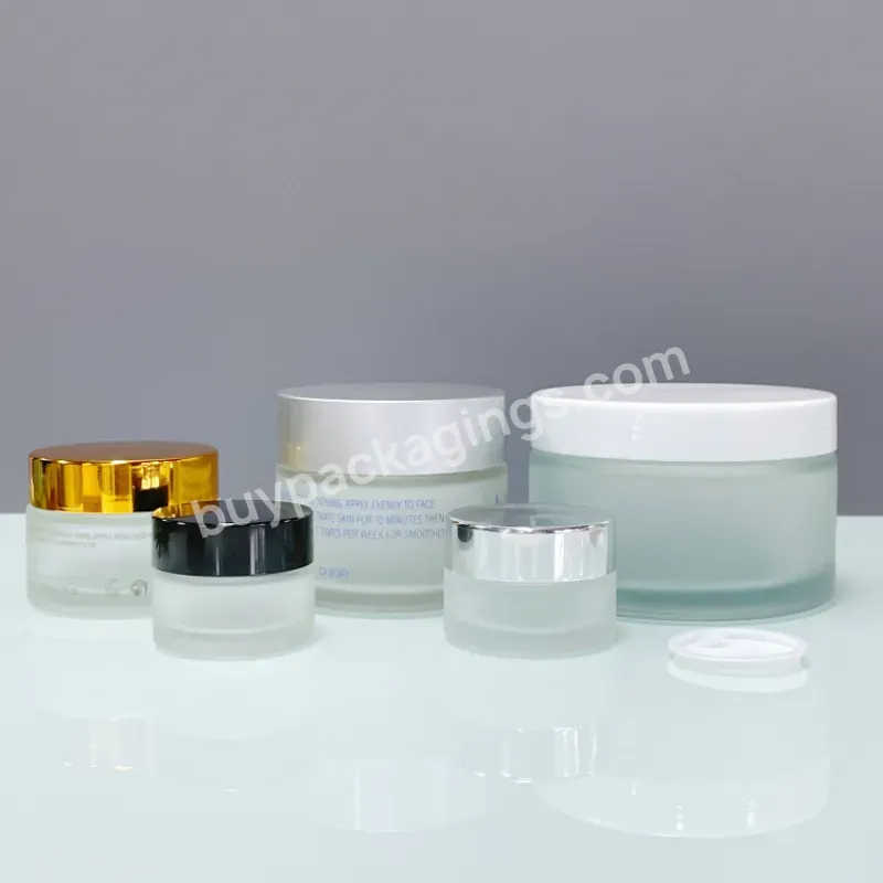 8oz Frosted Glass Cosmetic Cream Jars Face Scrub Cleanser Butter Container 100ml 200ml Luxury Frosted Glass Jar With Lid 250ml