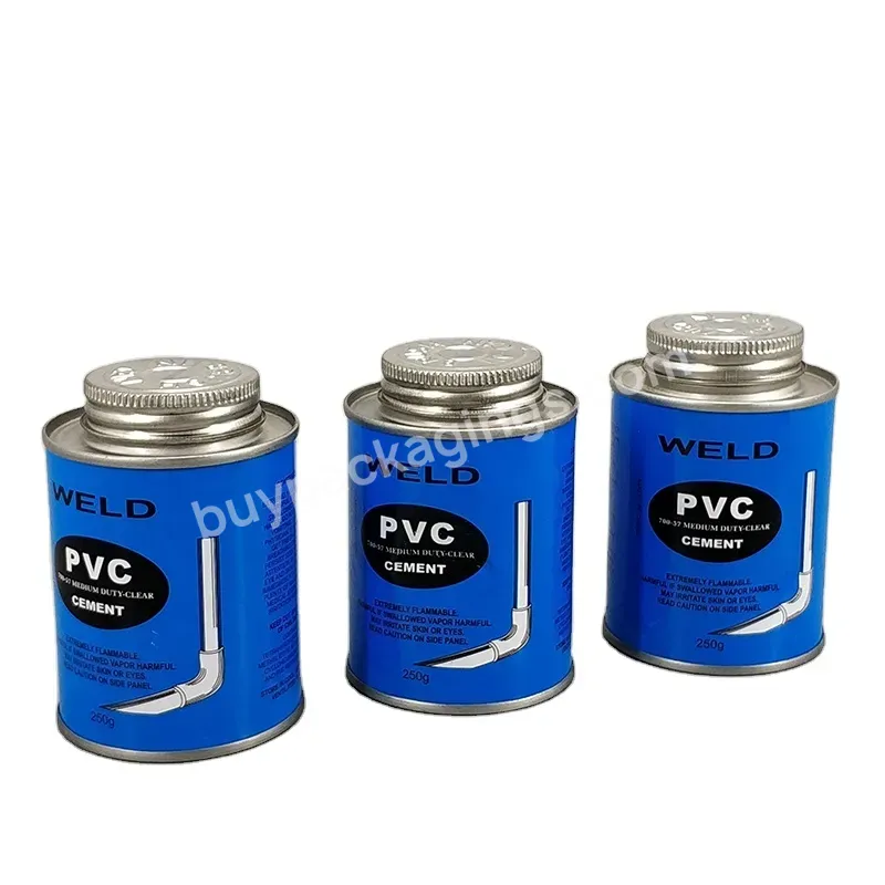 8oz Glue Tin Can With Brush,Metal Adhesive Can For Packing Pvc Cement