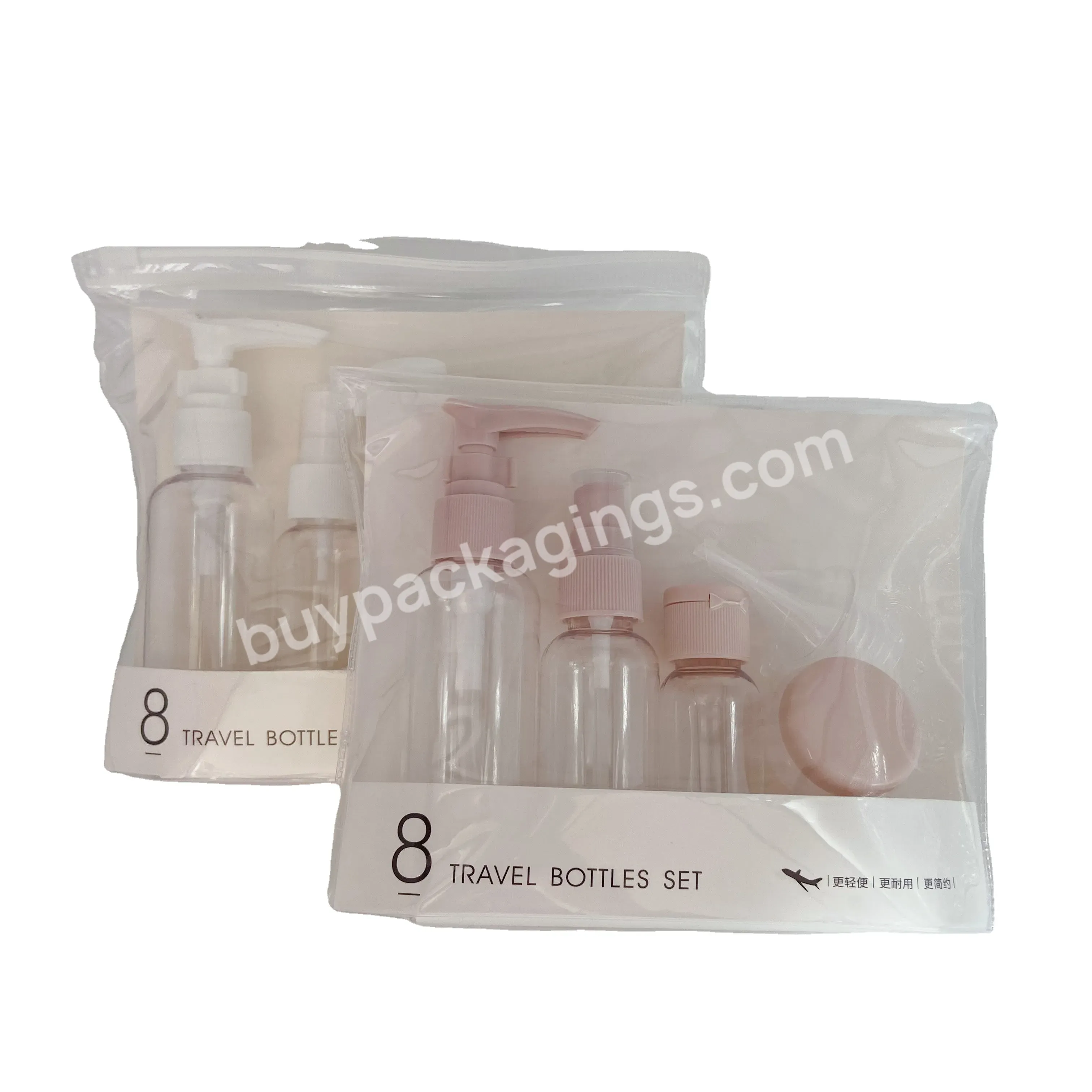 8pcs Clear Cosmetic Container Skin Care Empty Plastic Travel Size Bottle Set With Spray Bottles