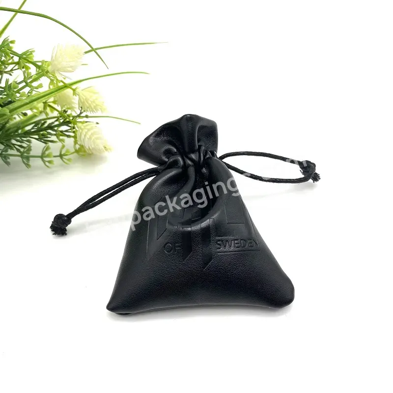 8x10cm Black Deboss Custom Logo Necklace Earrings Jewelry Packaging Pu Leather Pouch