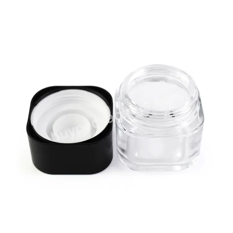 90ml 3oz New Shape 3.5g Transparent Square Side Child Resistant Packaging Glass Packaging With Child Proof Lid