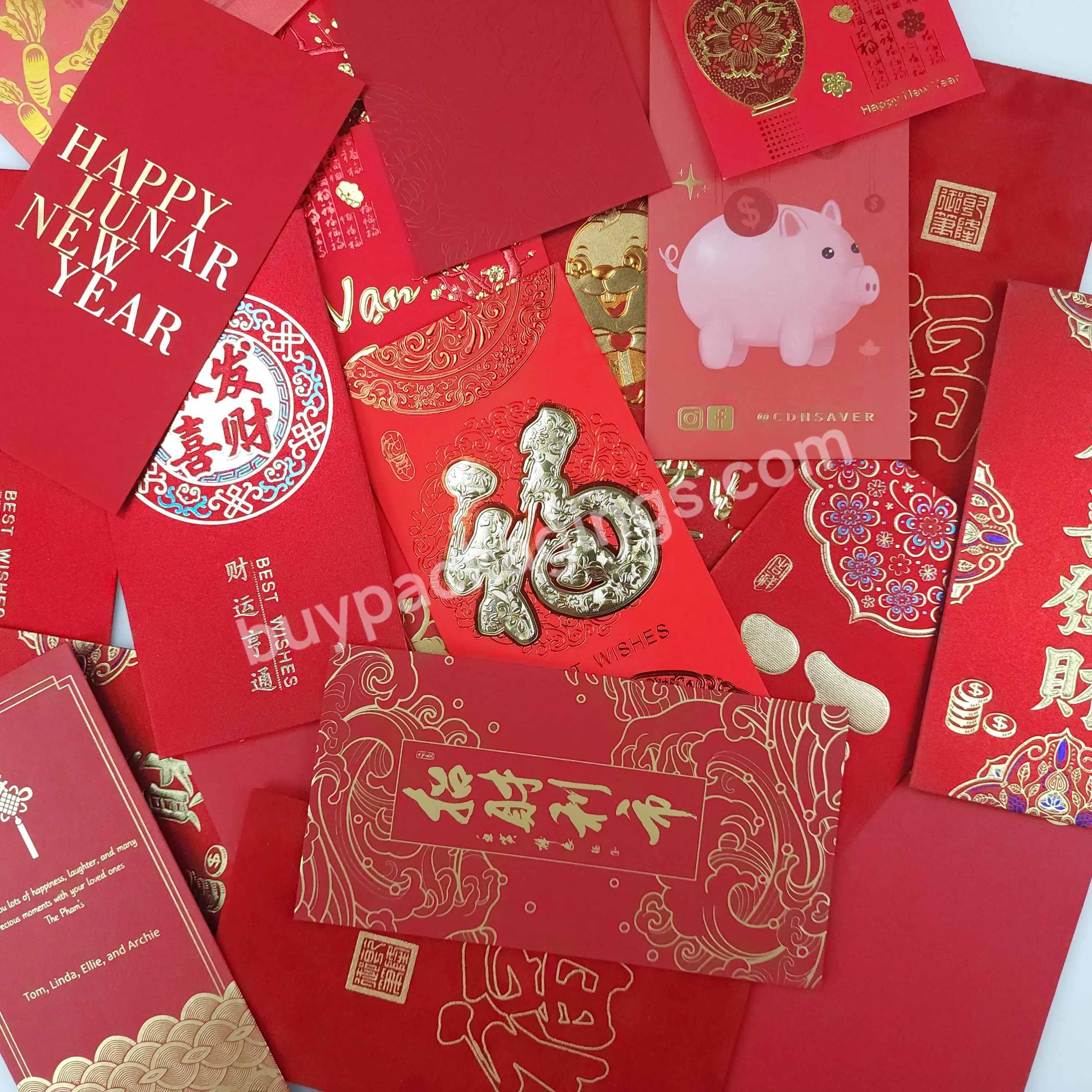 A Variety Of Customized Spring Festival Red Envelopes Paper Red Envelope Ang Bao With Logo Printed