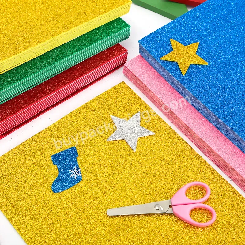 A4 Eco-friendly Sponge Glitter Paper Without Back Glue Pearlite Eva Thick Glitter Paper Children Diy Gold Foam Paper