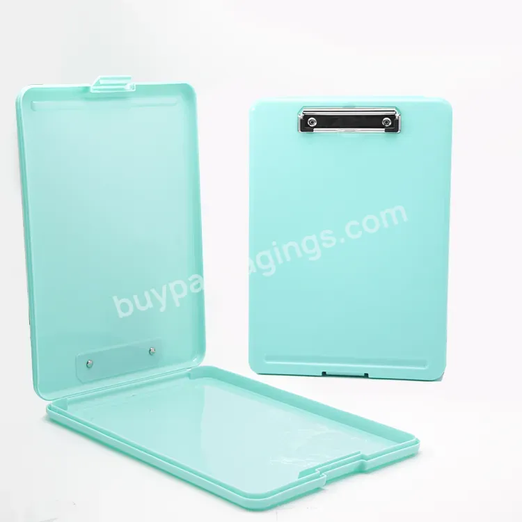 A4 Plastic Storage File Case Document Folders Metal Nursing Clipboard Foldable With Storage Box