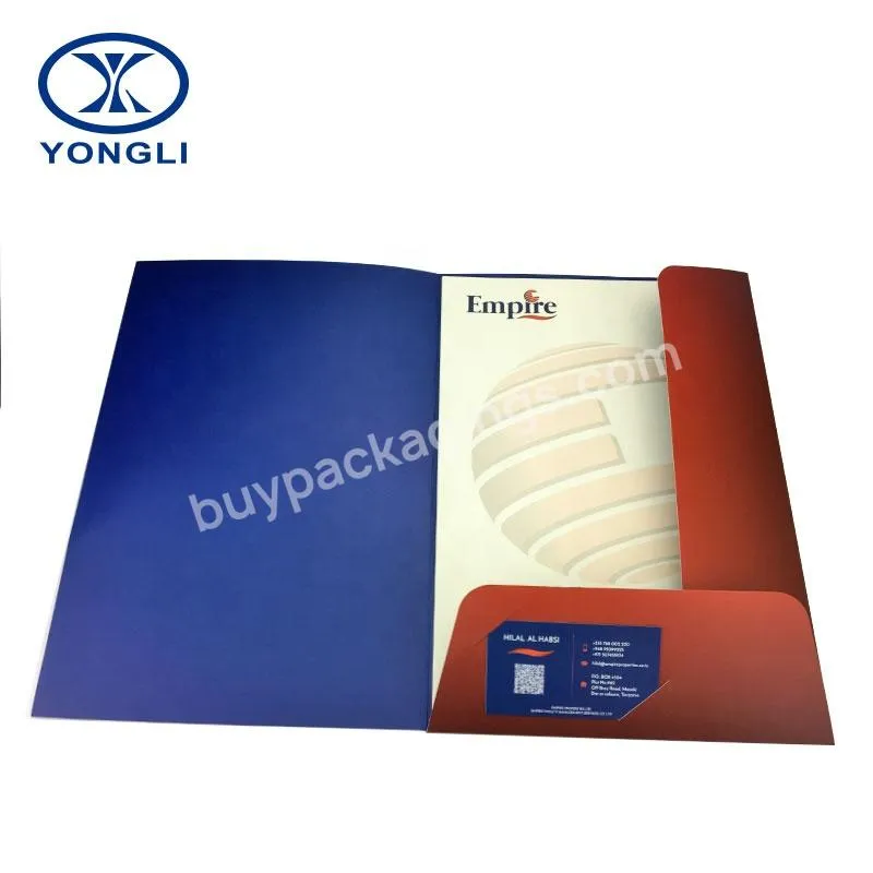 A4 Size Customized Pocket Paper Cardboard File Folder for office supplies