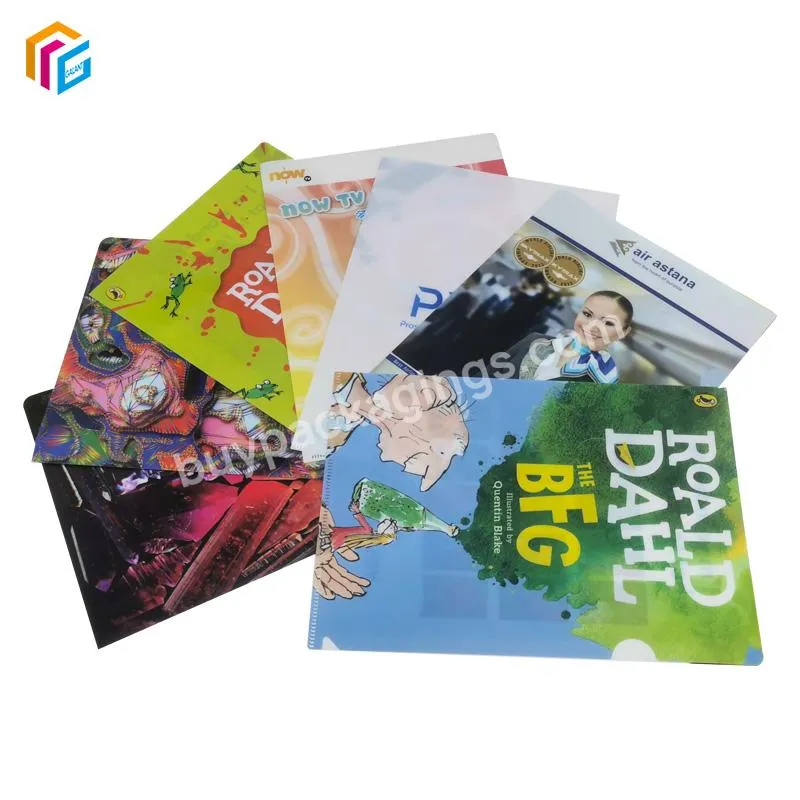 A4 Size Factory Wholesale Eco Friendly Office School Document Glossy L shape Custom Printed Plastic Folder