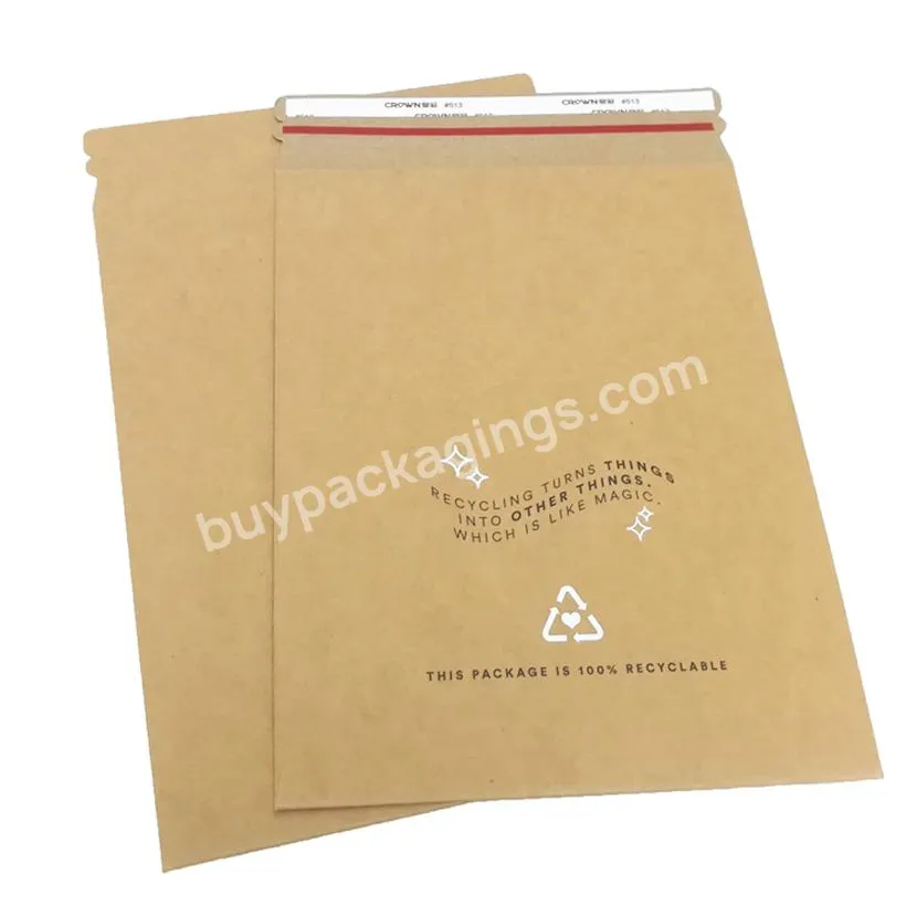 A5 A6 4x6 6x9 Small Customized Self-Seal Rigid Mailer Kraft Paperboard Cardboard Shipping Envelope