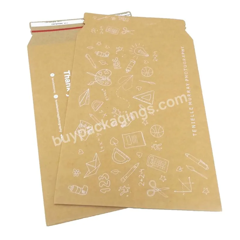 A5 A6 4x6 6x9 Small Customized Self-Seal Rigid Mailer Kraft Paperboard Cardboard Shipping Envelope