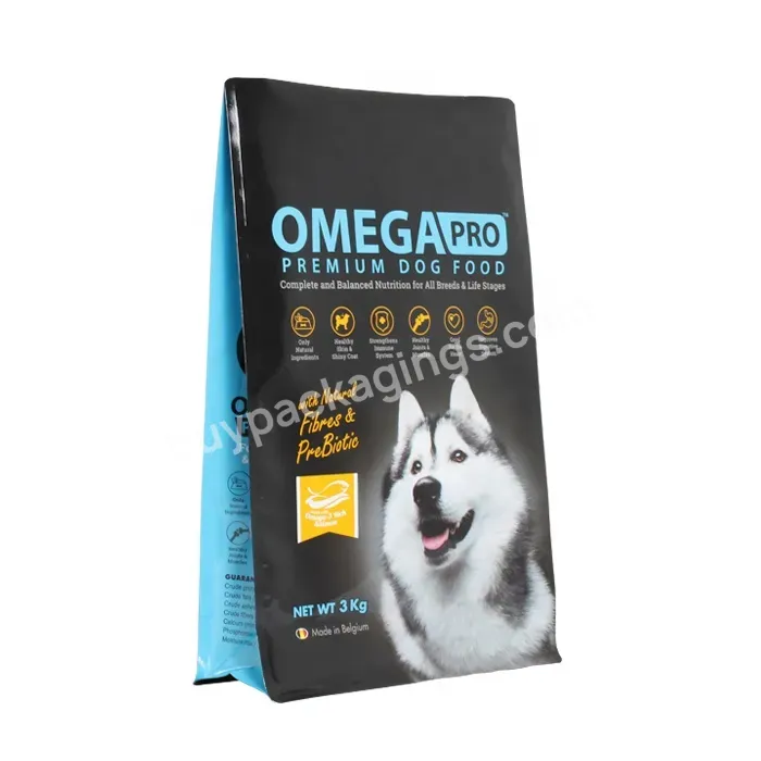 Accept Customized Heat Sealed Aluminum Foil Flat Bottom Pouch Pet Dog Feed Bag Food Packaging