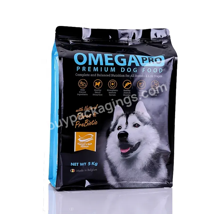 Accept Customized Heat Sealed Aluminum Foil Flat Bottom Pouch Pet Dog Feed Bag Food Packaging