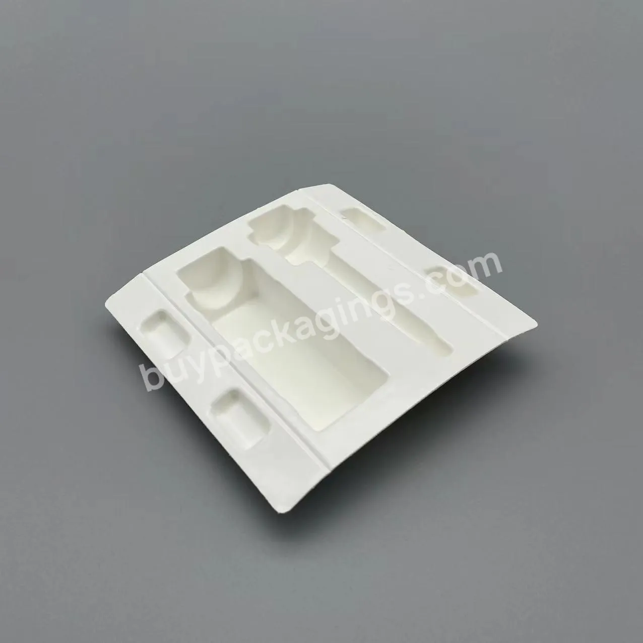 Accept Oem Custom Sugarcane Bagasse Pulp Inner Cosmetic Box Packaging Tray Paper Insert For Packing Skincare