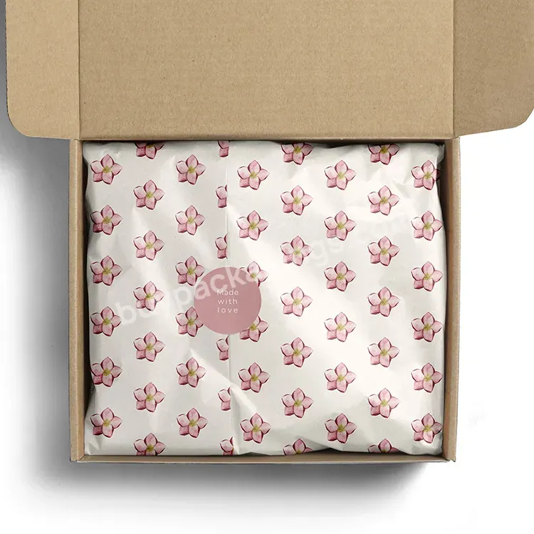 Acid Free Packaging Tissue Paper For Small Business Packaging Paper Tissue Custom White Tissue Wrapping Paper With Pink Logo