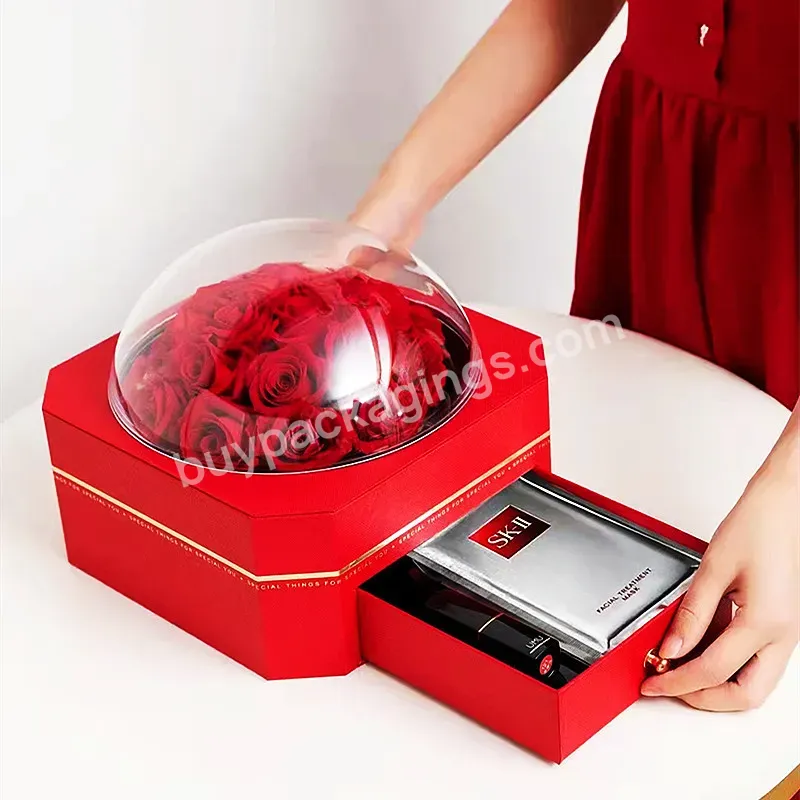 Acrylic Medium Magic Ball Gift Packing Box Round Ball Perspective Eternal Flower Gift Box Valentine's Day Jewelry Gift Box