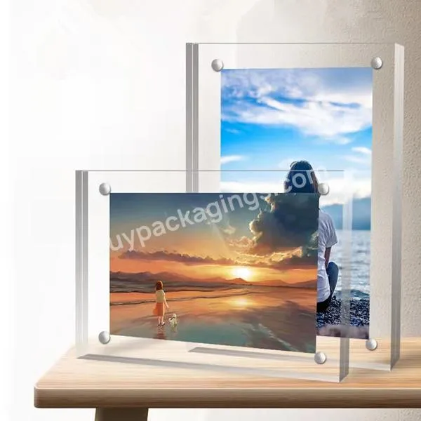 Acrylic Strong Magnetic Plate Transparent Crystal Brand Shelf Table Sign Picture Photo Frame Photo Frame - Buy High Transparency Crystal A4 Picture Frame Magnetic Solid Clear Acrylic Floating Picture Frame,Wholesale Magnetic 11x17 8.5x11 8x10 6x8 5x7