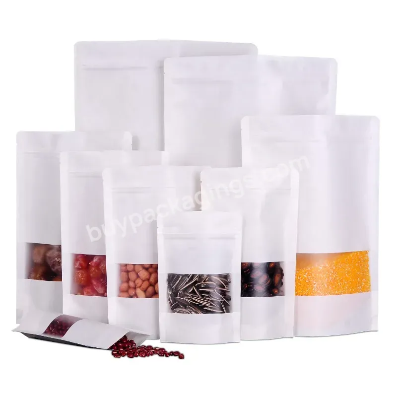 Affordable Frosted White Kraft Paper Self Standing And Self Sealing Food Bags