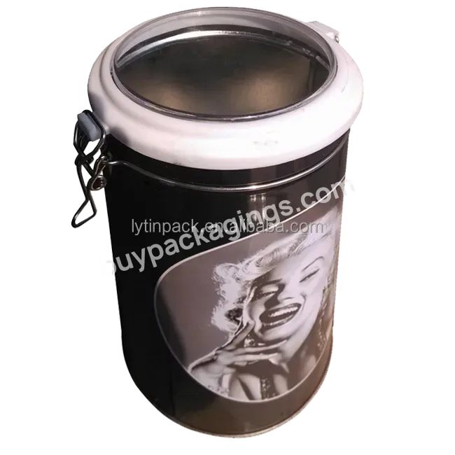 Airtight Container Coffee Tin Can With Plastic Lid