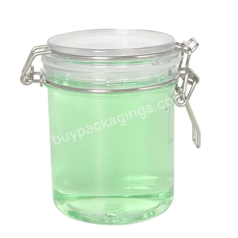 Airtight Pet Plastic Seal Pot Glass Replacement Buckle Jar With Flip Top Lid For Storage Candy Cookie Jam Honey