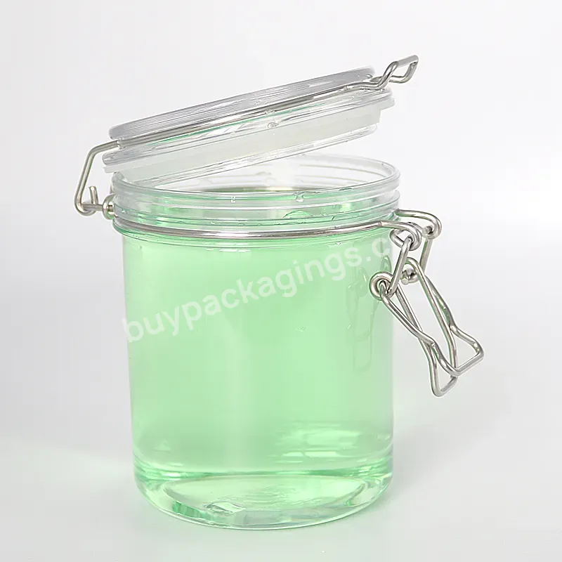 Airtight Pet Plastic Seal Pot Glass Replacement Buckle Jar With Flip Top Lid For Storage Candy Cookie Jam Honey - Buy Pet Plastic Jar Flip Top Storage Clear Plastic Honey Jar Toples Cookie Jars Plastic Jars For Honey Packaging,Cookie Jar Plastic,Hone