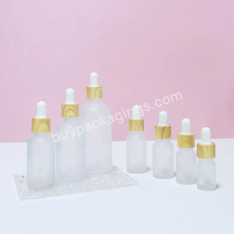 All Sizes 5ml 10ml 15ml 20ml 30ml 50ml 100ml Available Frosted Round Essential Oil Serum Glass Dropper Bottle With Pipette