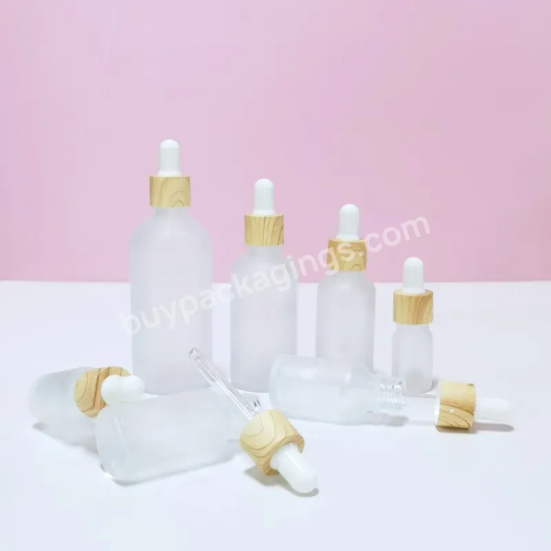 All Sizes 5ml 10ml 15ml 20ml 30ml 50ml 100ml Available Frosted Round Essential Oil Serum Glass Dropper Bottle With Pipette