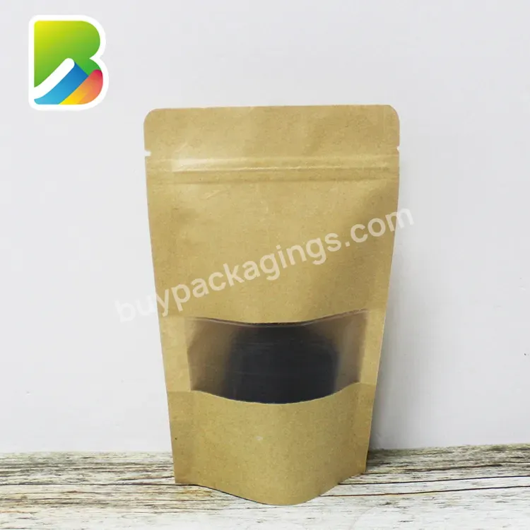 Aluminium Foil Food Stand Up Kraft Custom Beef Jerky With Ziplock Brown Paper Window Zipper Snack Reusable Packaging Bags