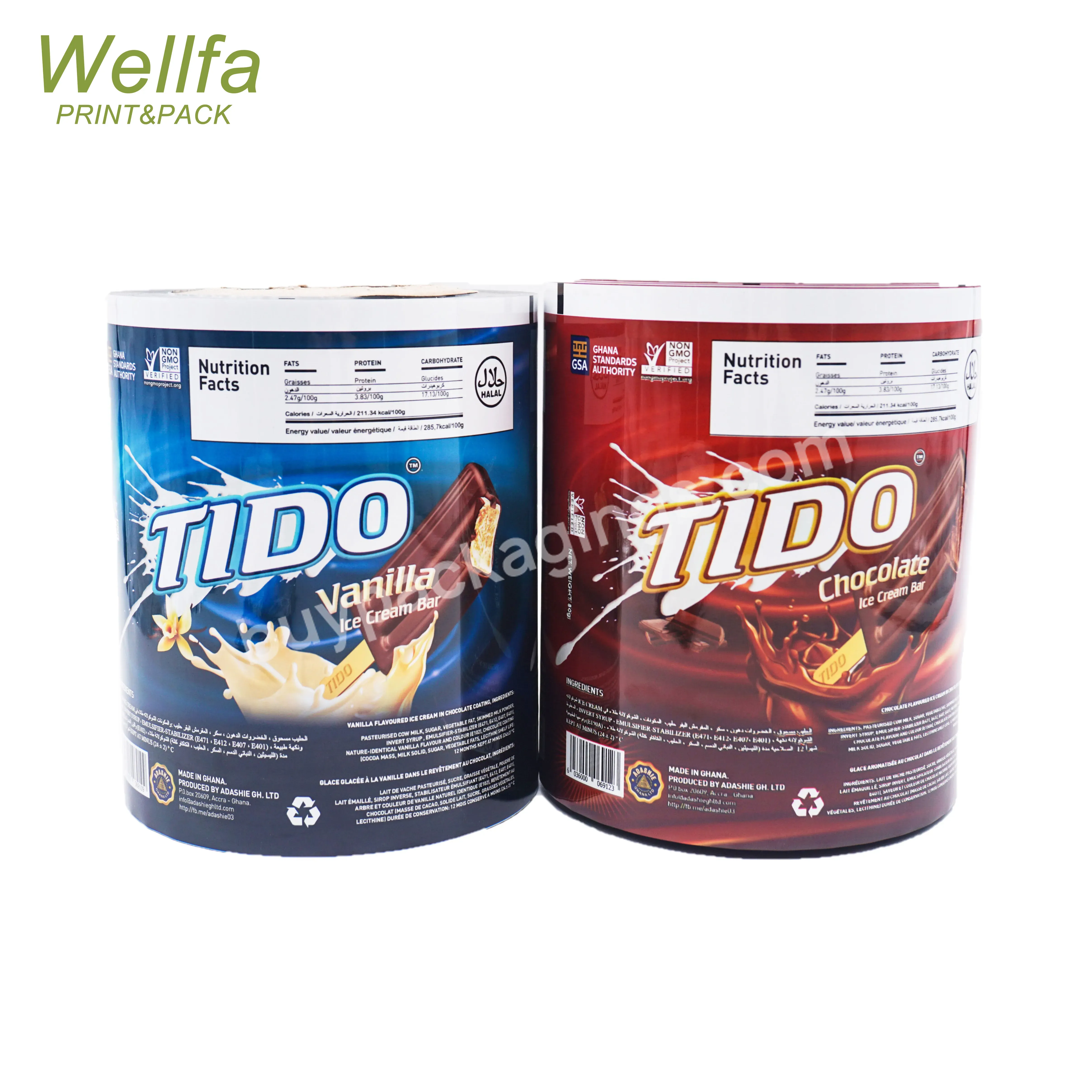 Aluminium Foil Ice Cream Packaging Sachets Plastic Roll Film