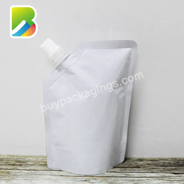 Aluminium Foil Liquid Stand Up Bag 500ml White Baby Food Packaging Custom Printed Capri Sun Spouted Rotary Spout Pouch