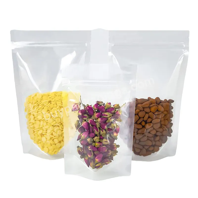 Aluminium Gold Wholesale Price Resealable Food Grade Matt Surface Clear Kraft Paper Stand Up Pouch With Window
