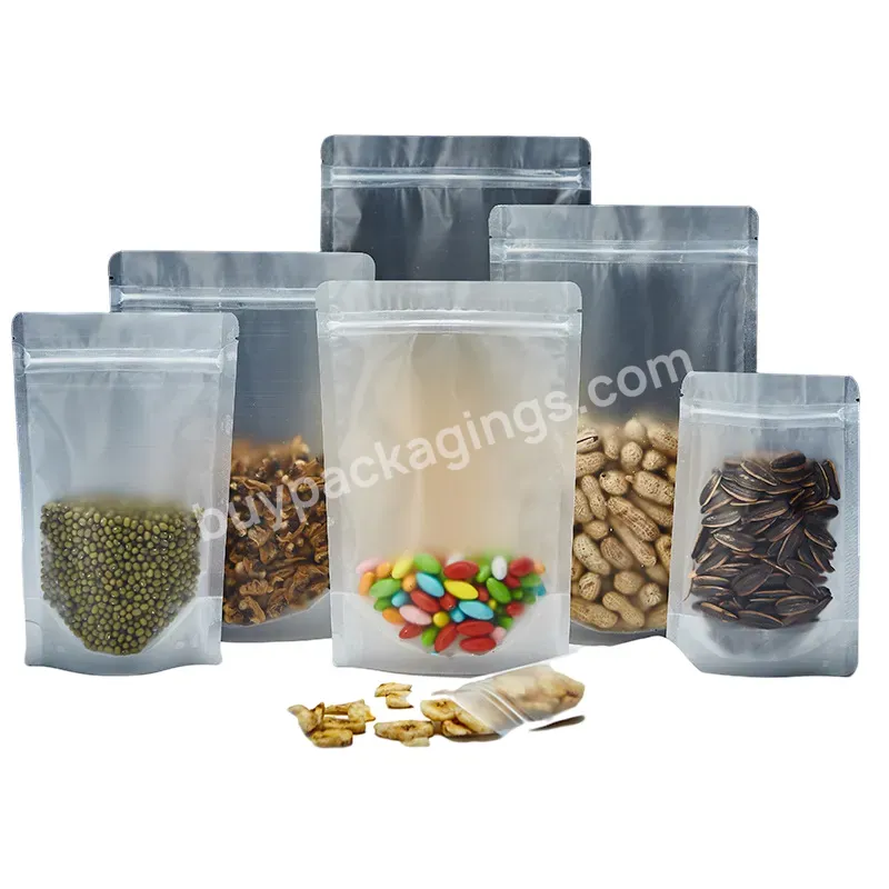 Aluminium Gold Wholesale Price Resealable Food Grade Matt Surface Clear Kraft Paper Stand Up Pouch With Window