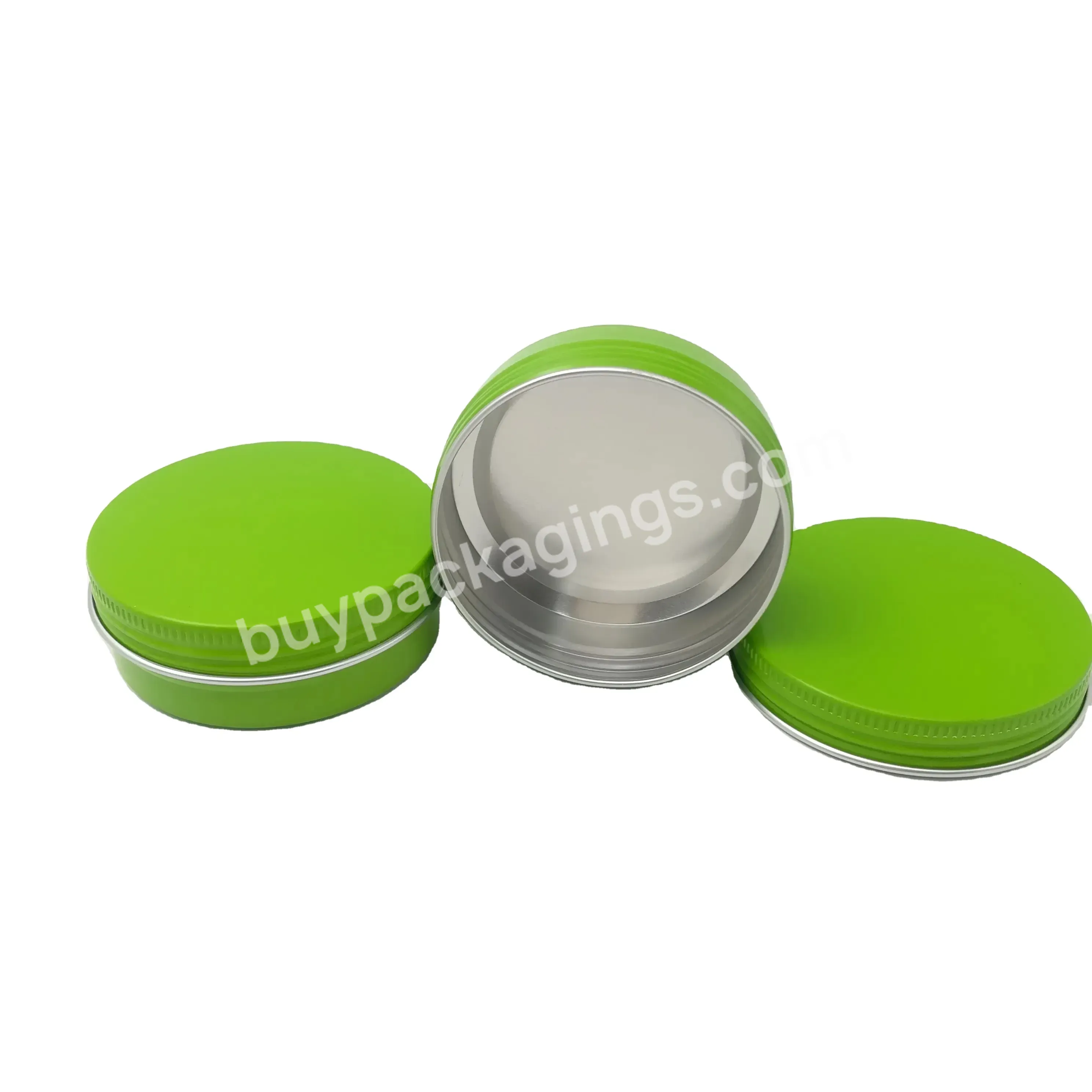 Aluminum Boxes With Green Screw Lid Cover For Sunscreen Round Cosmetic Lip Balm Tin Jars Salves Containers