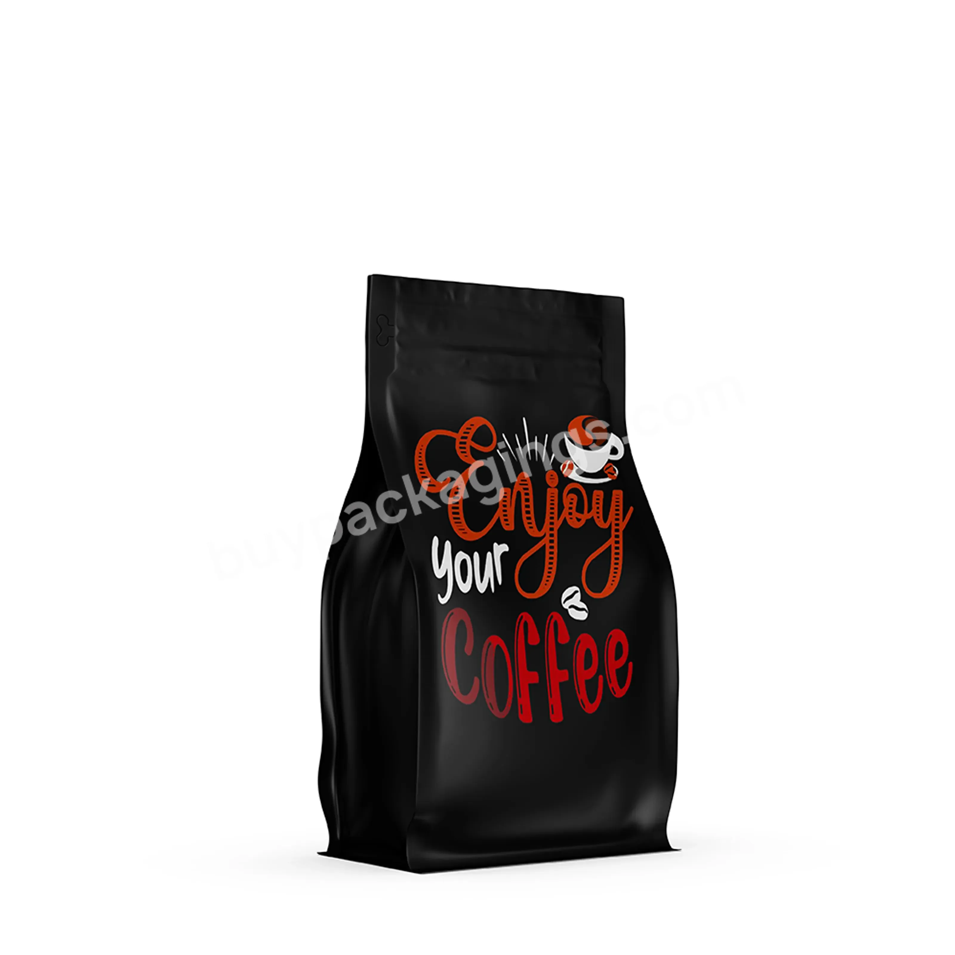 Aluminum Foil 12oz Coffee Bag With Valve Heat Seal Smell Proof Zipper Custom Print Coffee Flat Bottom Bag