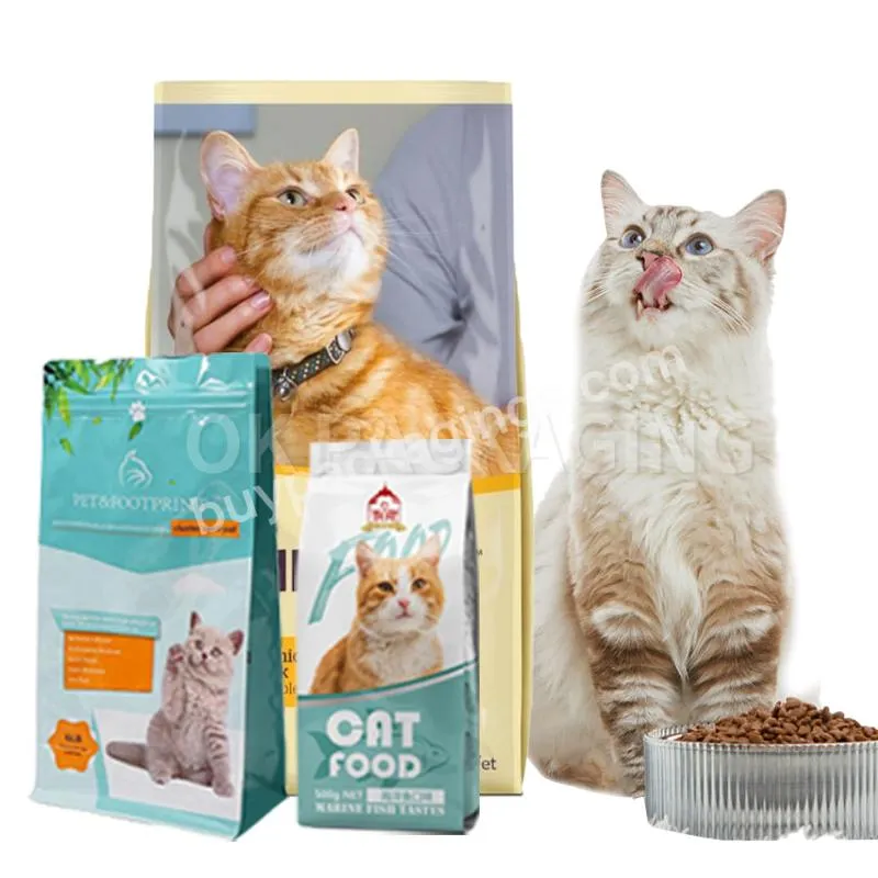 Aluminum Foil 1kg 2kg 3kg 10kg Feed Packaging Bag Stand Up Pouch Pet Cat Food Bag Cat Dry Food Flat Bottom Bags