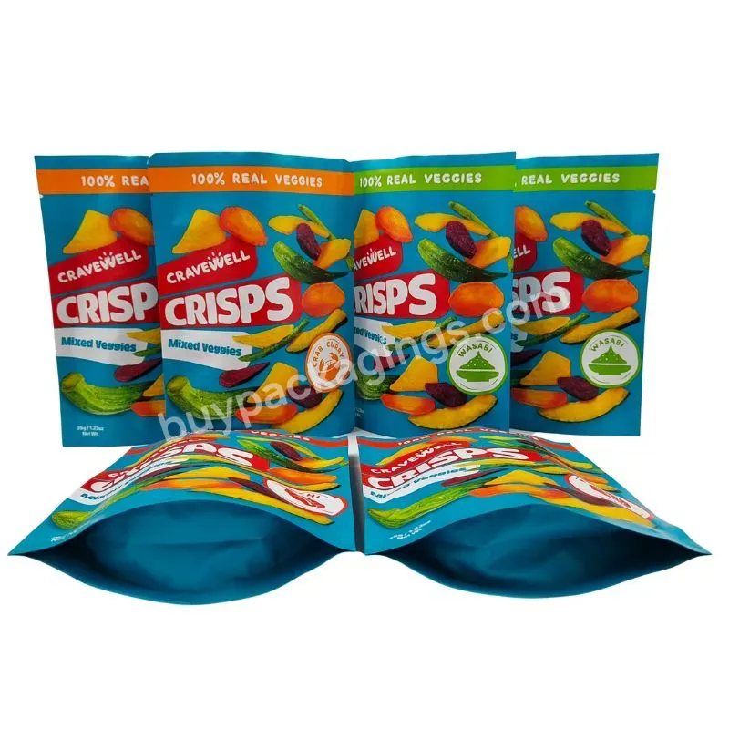 Aluminum Foil 35g Stand Up Pouch With Easy To Tear Notches Colorful Printing Mixer Veggies Bag With Matte Lamination