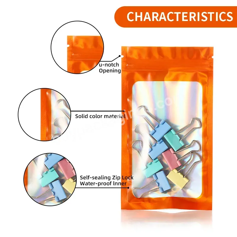 Aluminum Foil Food Grade Clear Zipper Plastic Bags Holographic Packaging Ziplock Bags For Small Business