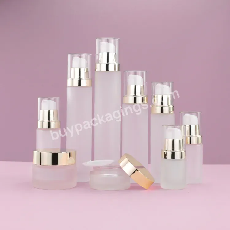 Aluminum Lotion Bottle Empty Fancy Glass Cosmetic Bottle White Frosted Glass Bottle Skin Care Cream Jar Professional Makeup Set