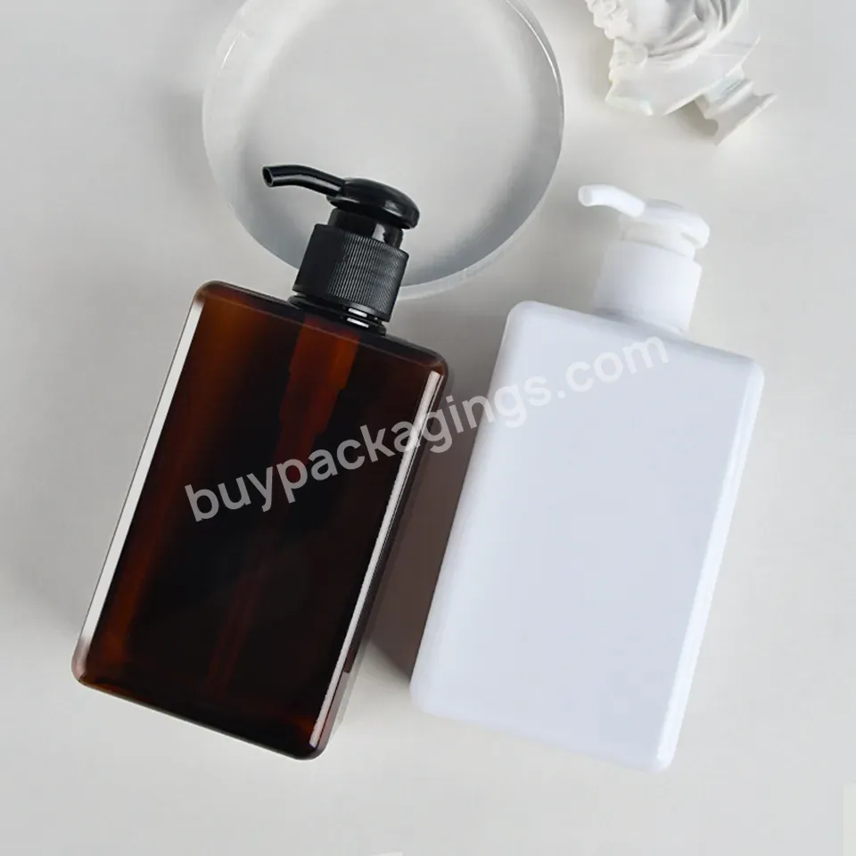 Amber 100ml 250ml 450ml Petg Plastic Cosmetic Packaging Container Recycle Plastic Square Lotion Bottle