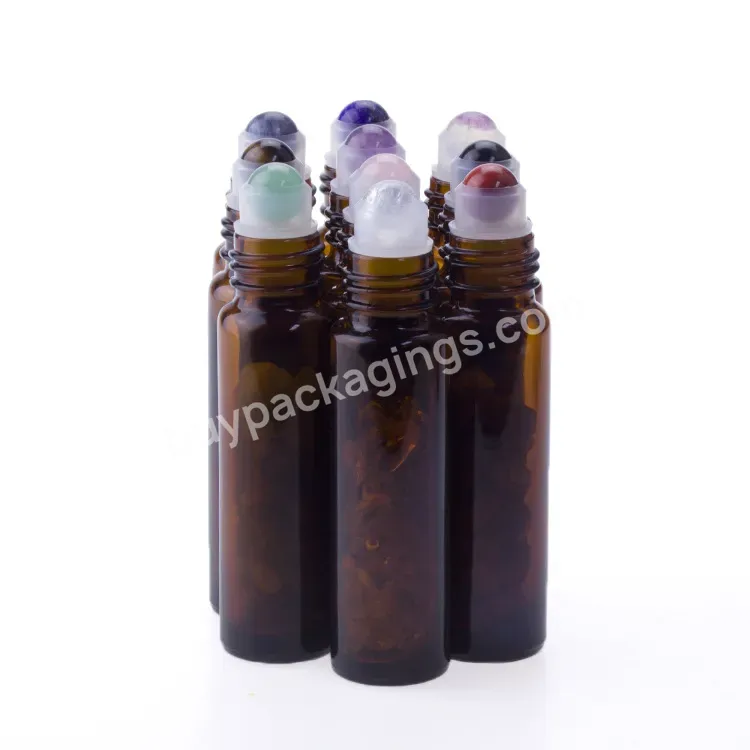 Amber 10ml Gemstone Roll On Roller Glass Bottles