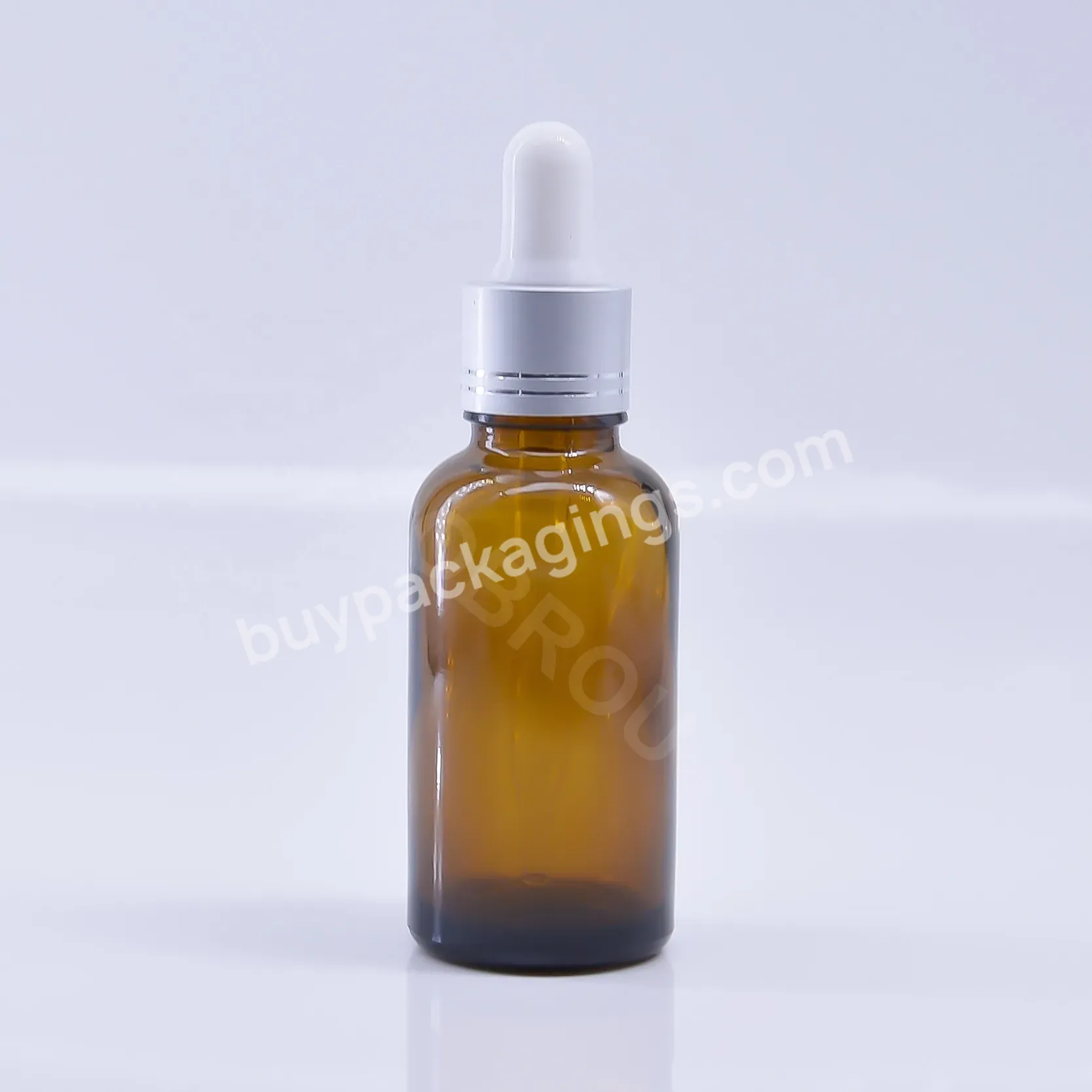 Amber Clear Blue Green Matte Black Glass Essential Oil Bottle Round Bottle With Dropper Silver Screw Cap