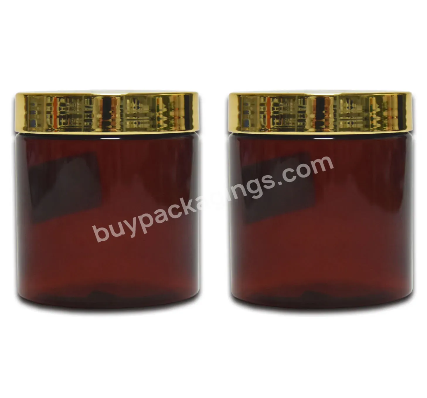 Amber Cylinder 200ml Plastic Pet Cosmetic Cream Jar Also Body Butter Cream Jar Container