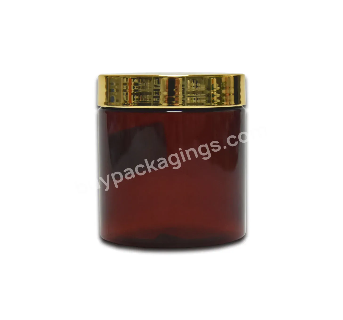 Amber Cylinder 200ml Plastic Pet Cosmetic Cream Jar Also Body Butter Cream Jar Container